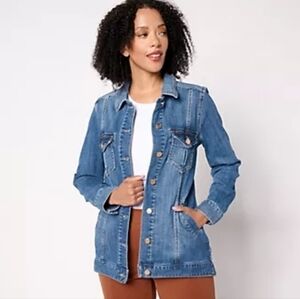 Liverpool Jeans Company Blue High Low Denim Jacket with Button Front
